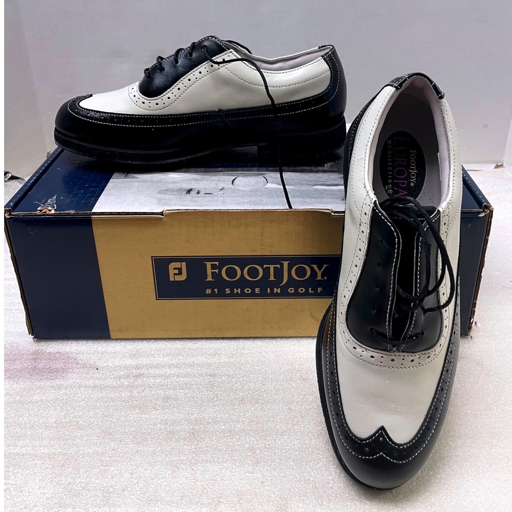 FootJoy Europa Collection Womens Golf Shoes Black White Wingtip 98882 Size 6 N